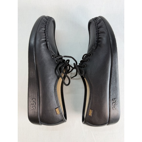 SAS SIESTA LACE UP WOMEN LOAFERS SIZE 11 BLACK LEATHER - Picture 10 of 13